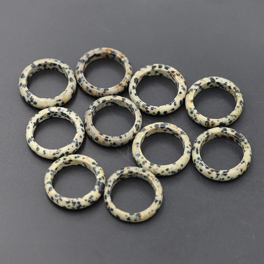 Free Shipping 6MM High-quality Natural Spotted Stone Ring Fashion Classic Circle DIY Ornaments Accessories Gift Wholesale 10Pcs