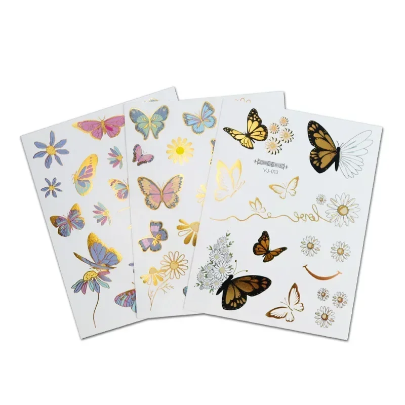 ملصق مكياج للحفلات اللامع على شكل فراشة يمكن التخلص منه للنساء، فن الجسم المؤقت للصيف مقاوم للماء