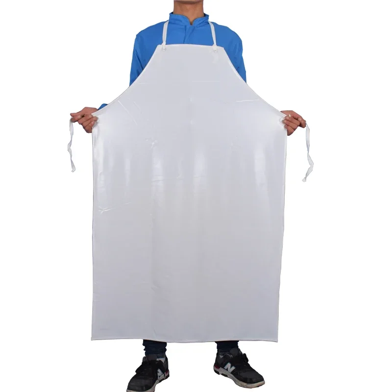 Thickened White Apron Waterproof Oil Resistant Smock PVC Industrial Acid and Alkali Resistant Wear-resistant Food Grade Apron