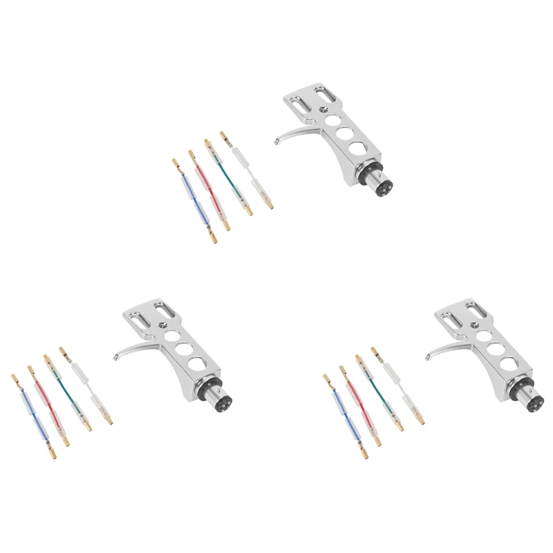 3X Universal LP Disc Record Player Phono Turntable Headshell 4-Pin With OFC Leadwires For Direct-Drive Turntable