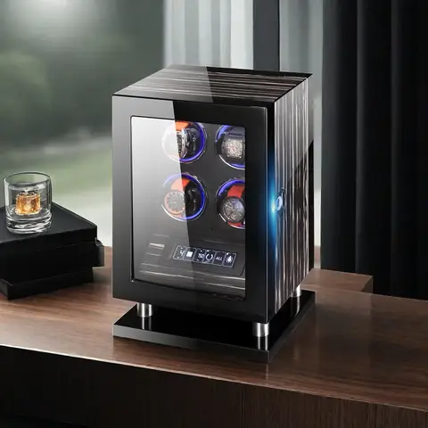 Embers watch winder for automatic watches 4 slots Mechanical watch storage box Automatic winder With fingerprint lock