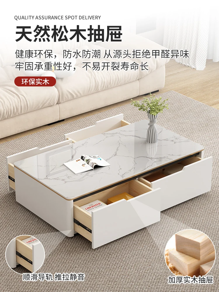 

Rock slab coffee table living room home 2025 new light luxury high-end coffee table