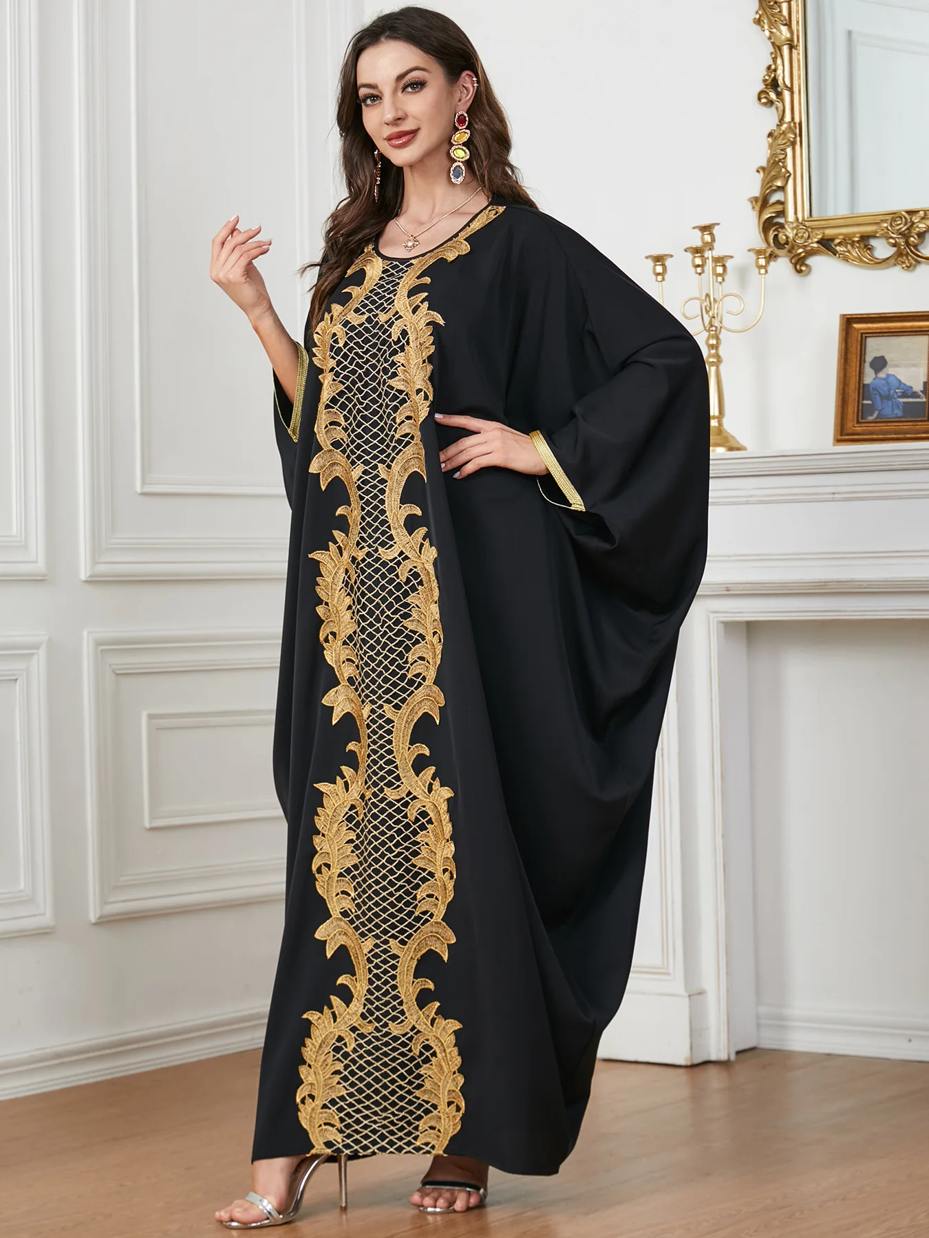 

Morocco Kaftan Eid Ramadan Djellaba Women Batwing Sleeve Maxi Dress Caftan Femme Jalabiya Dubai Turkey Abaya Islamic Clothing
