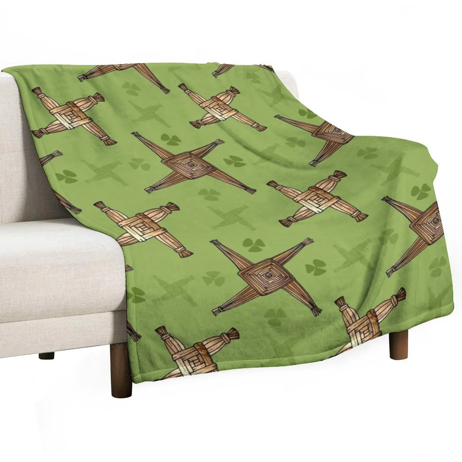 Saint Brigid's Cross and Shamrocks Throw Blanket Summer Fashion Sofas Luxury St halloween Blankets