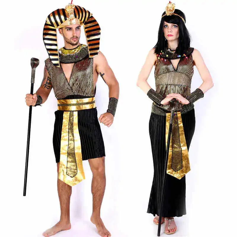 Umorden Famiglia Adulto Bambini Faraone Egiziano Cleopatra Costume Cosplay per Donne Uomini Ragazzi Ragazze Halloween Party Fancy Dress