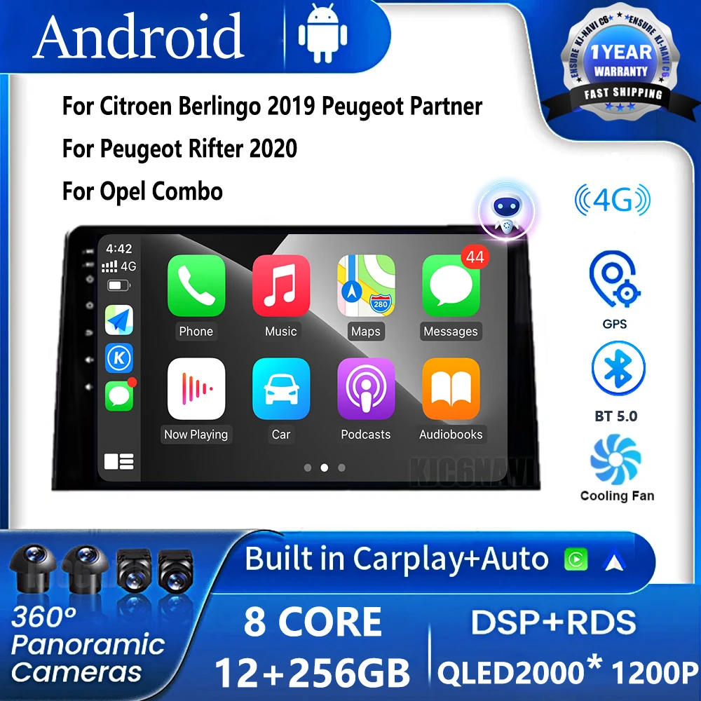 Android OS Car Radio Multimedia Player For Citroen Berlingo 2019 Peugeot Partner For Peugeot Rifter 2020 For Opel Combo NO 2din