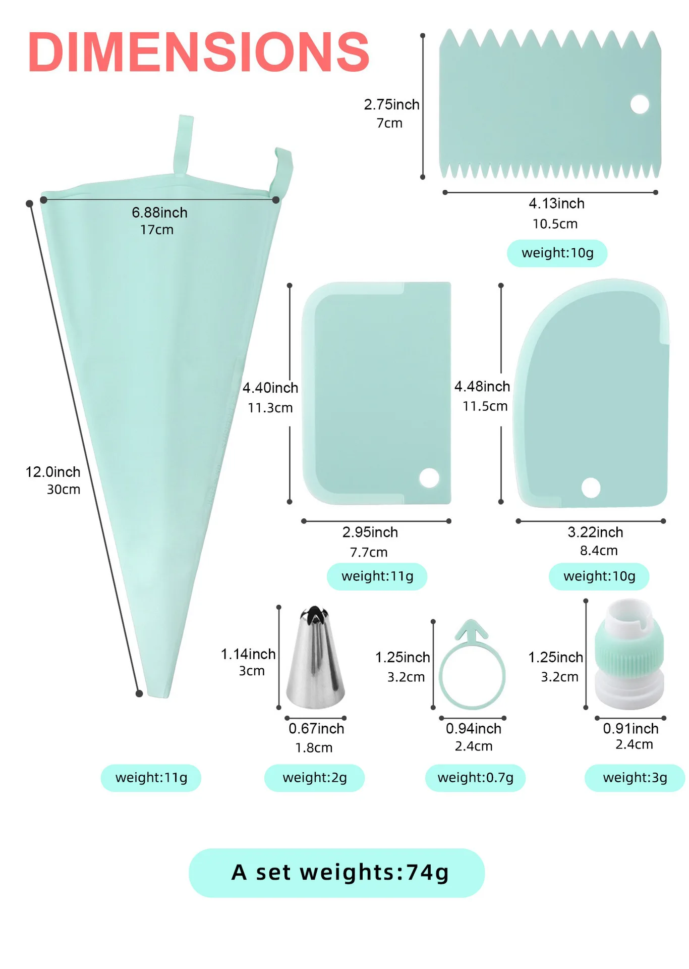 كيس معجنات الأنابيب مع مجموعة فوهات لنصائح الحلويات ملحقات الخبز والمخابز ملعقة أدوات تزيين الكيك