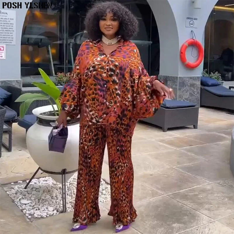 2 قطعة مطوي بانت مجموعات ملابس الصيف الأفريقية للنساء 2025 جديد في مطابقة مجموعات أنقرة تركيا عطلة الزي حجم كبير