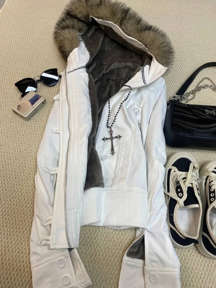 

Плюшевое пальто с капюшоном в американском стиле ретро, женское дизайнерское пальто Sense, тонкая теплая куртка в стиле панк, новая осенняя мода, винтажная одежда Y2k