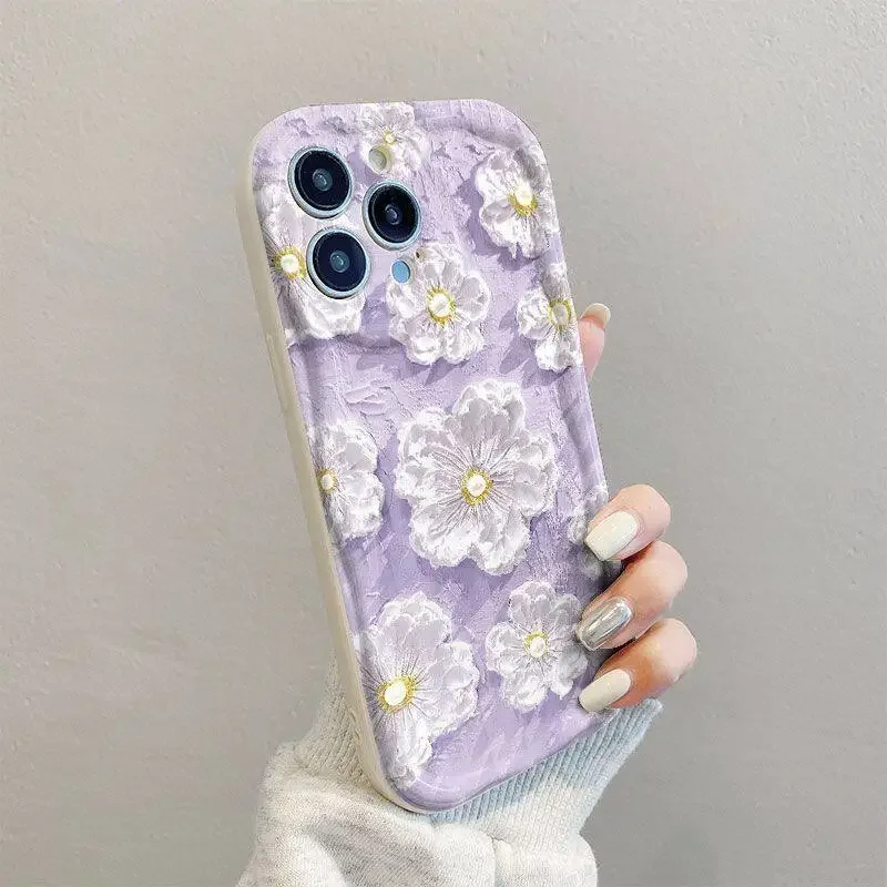 Oil Painting Daisy Flowers Case for Samsung Galaxy S25 S24 S23 Ultra S22 Plus S20 FE A55 A54 5G A34 A52 A53 A35 A14 A23 A24 A32 image 3
