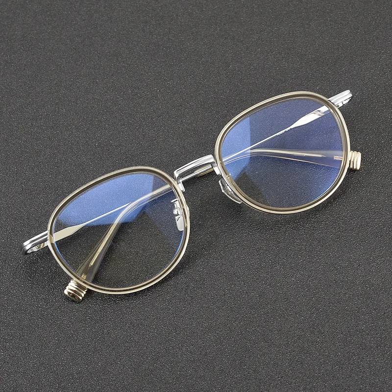 Pure Titanium Oval Frame with Nose Pad KJ20 Fashion Apron Plain Glasses for Men and Women Myopia Blue Light Prevention.