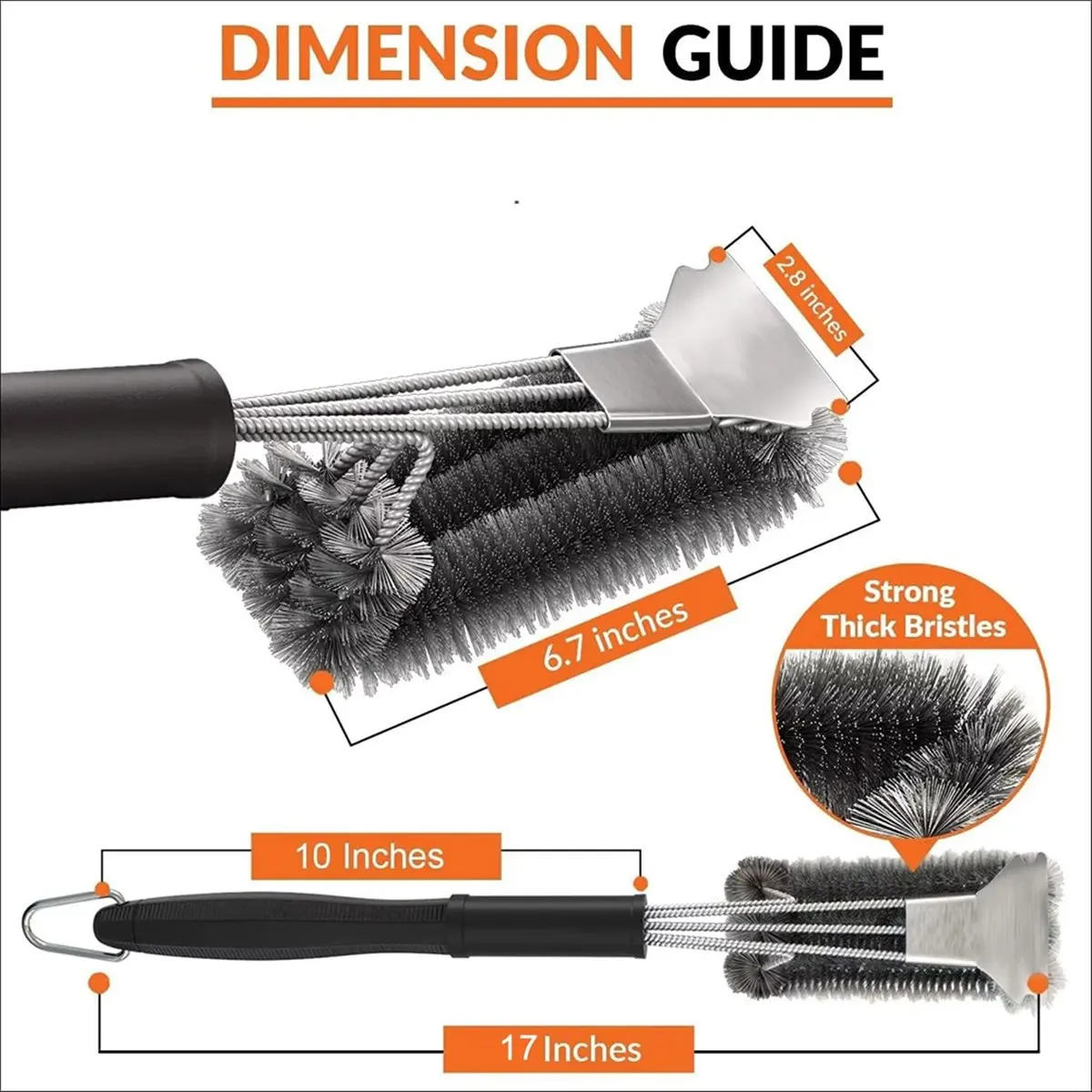 &A11I Stainless Steel BBQ Grill Brush, Non-Stick Wire Bristles,Barbecue Cleaning Tool, Essential Grill Accessories