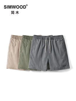 SIMWOOD 2024 شورت غير رسمي صيفي جديد كبير الحجم بخصر مطاطي برباط مغسول عتيق شورت صيفي للشاطئ