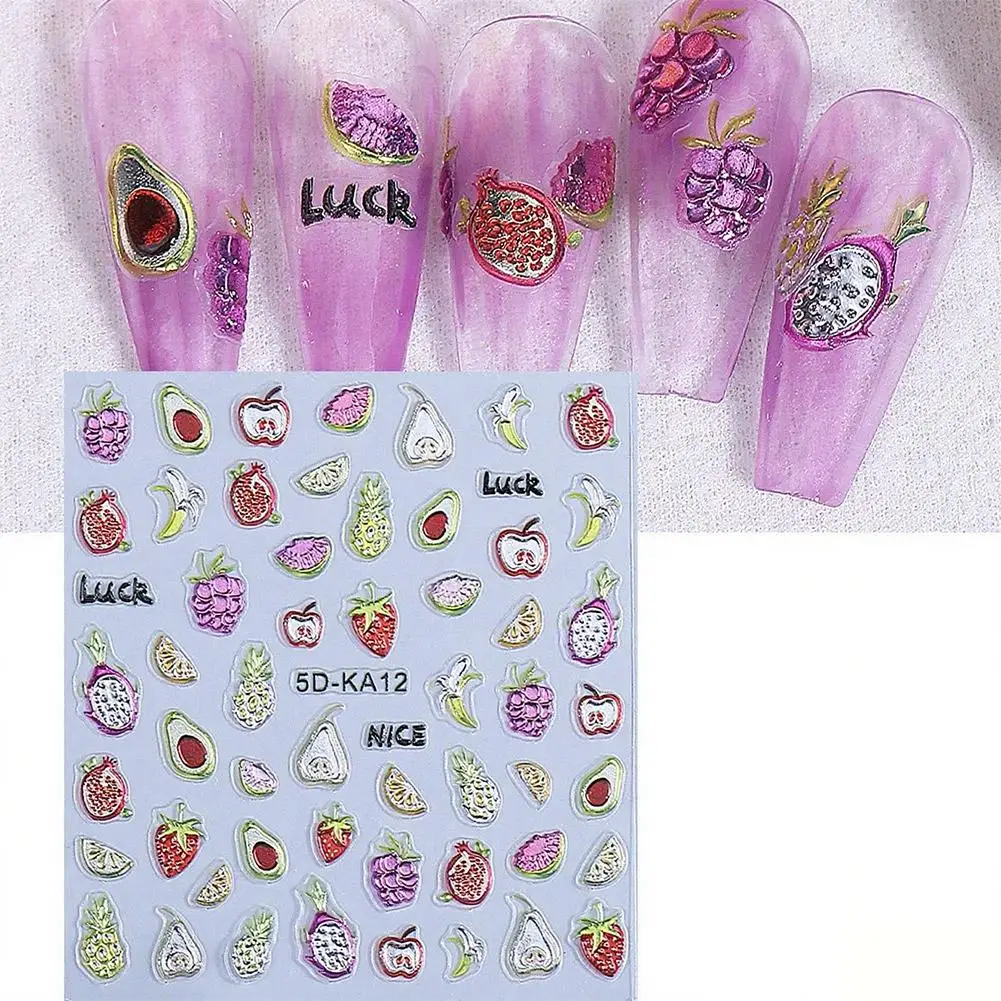 5D 메탈릭 가을 엠보싱 네일 스티커, 가을 나뭇잎, 호박, 버섯, 솔방울, 여우, 접착식 네일 아트 슬라이더, 매니큐어용