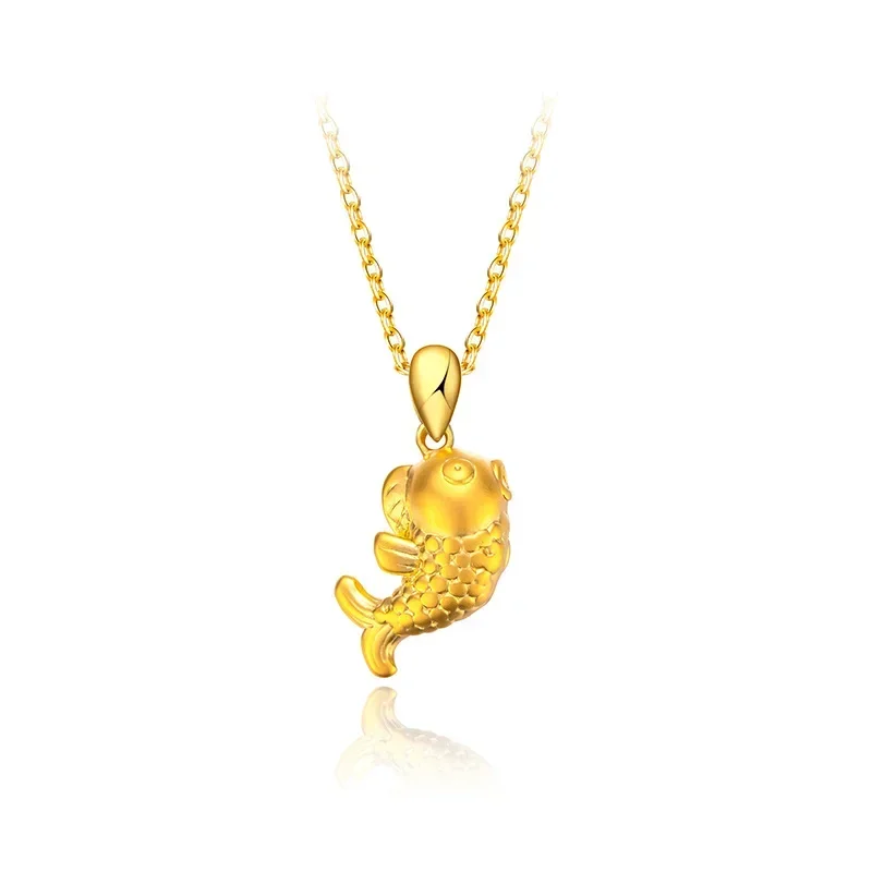 AU750 gold necklace koi 18K pendant clavicle simple temperament clavicle necklace women 45cm