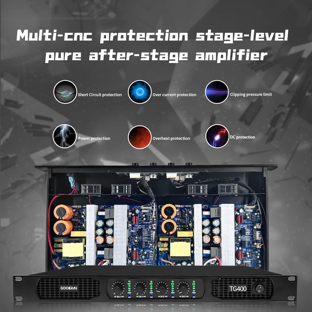 Gooermi 4 Kanaals 900W Professionele Digitale Eindversterker Met Aan/Uit-Schakelaar Volumeregelingsknop Voor Luidsprekerstage Dj