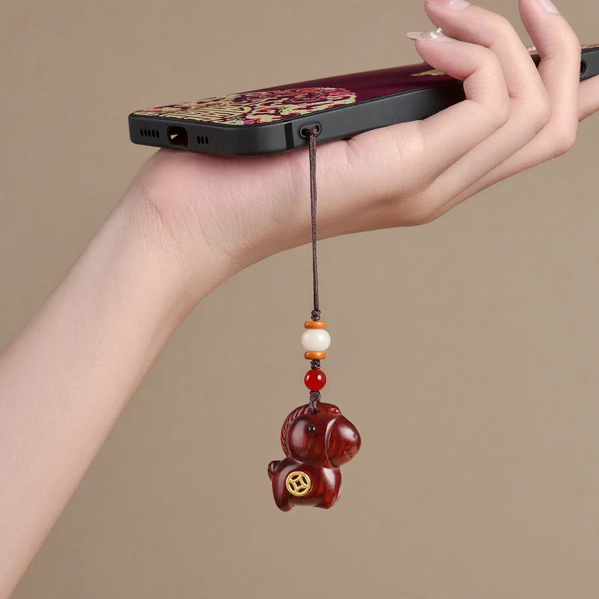 Year of the Horse Sandalwood Zodiac Horse Keychain Phone Chain Pendant Lucky Hanging Ornament Gifts