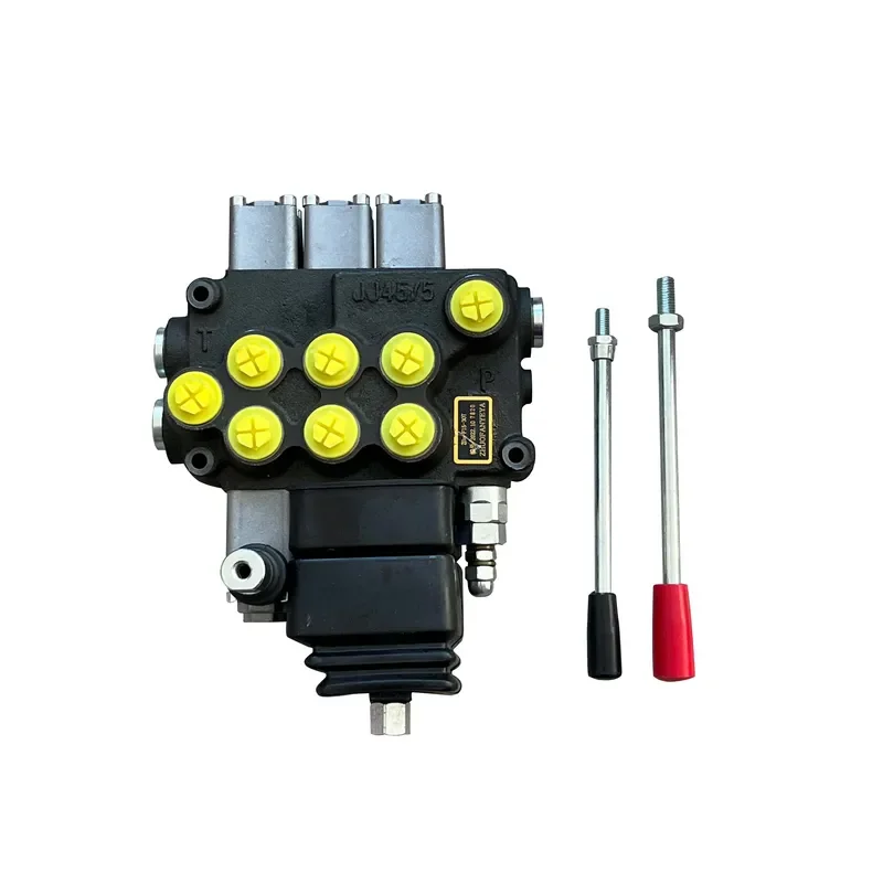 RUNGONG New 3 Spool Cast Iron Hydraulic Directional Control Valve Joystick Control Monoblock Manual Spool Valve for