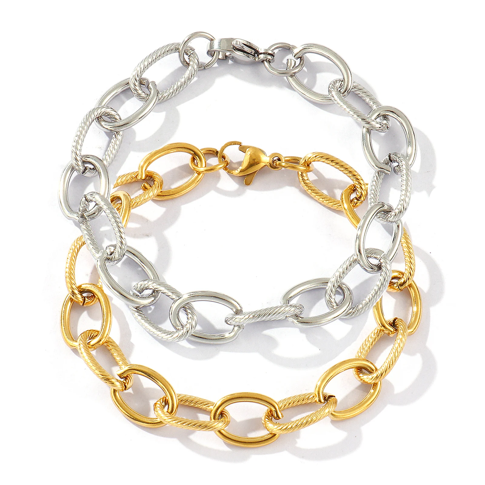 1pc New Simple Stainless Steel Bracelet Multicolor Handmade Link Chain Hollow Bracelets For Women Men Party Club Jewelry Gift