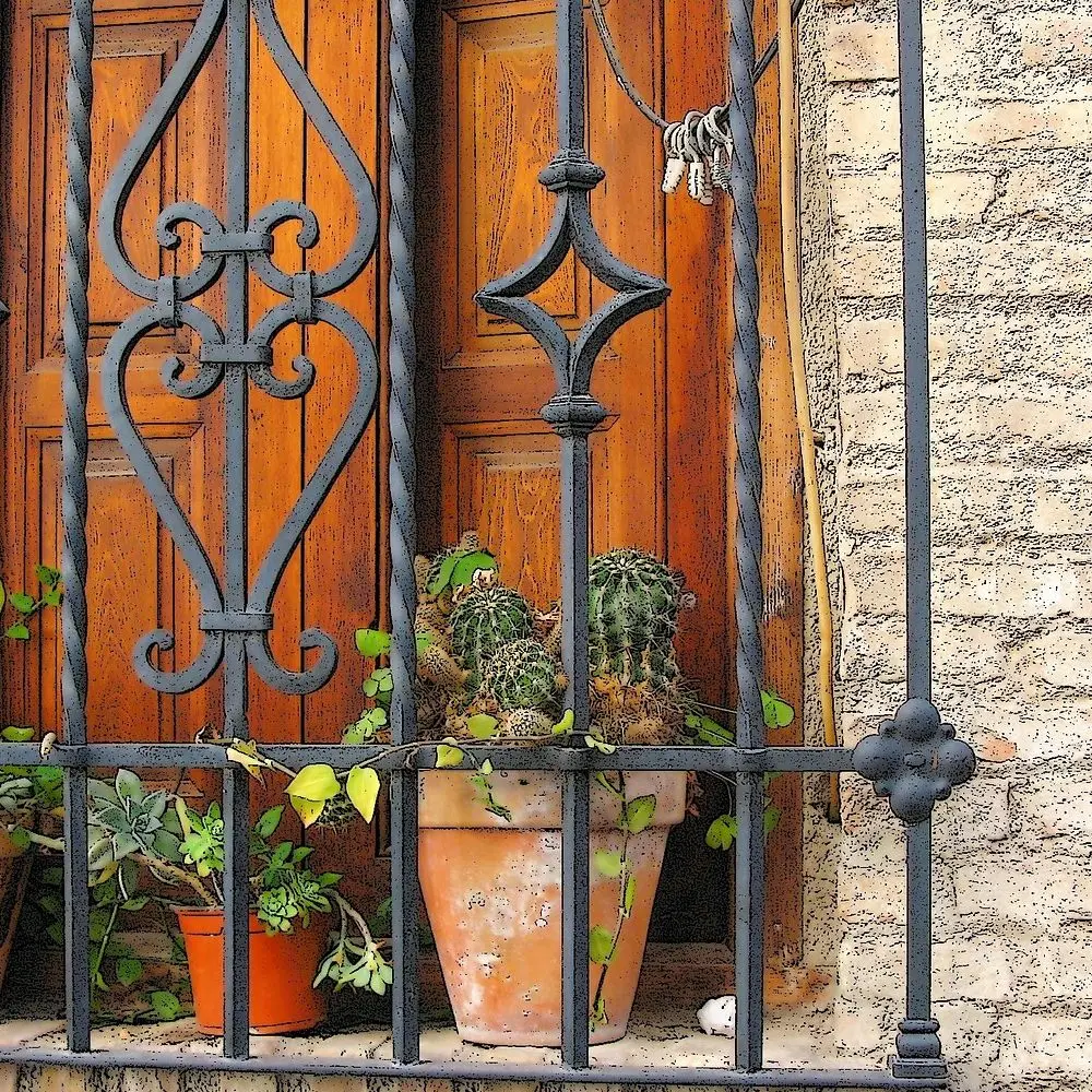 European style carved iron gate villa courtyard double door hand-forged retro anti-theft art door