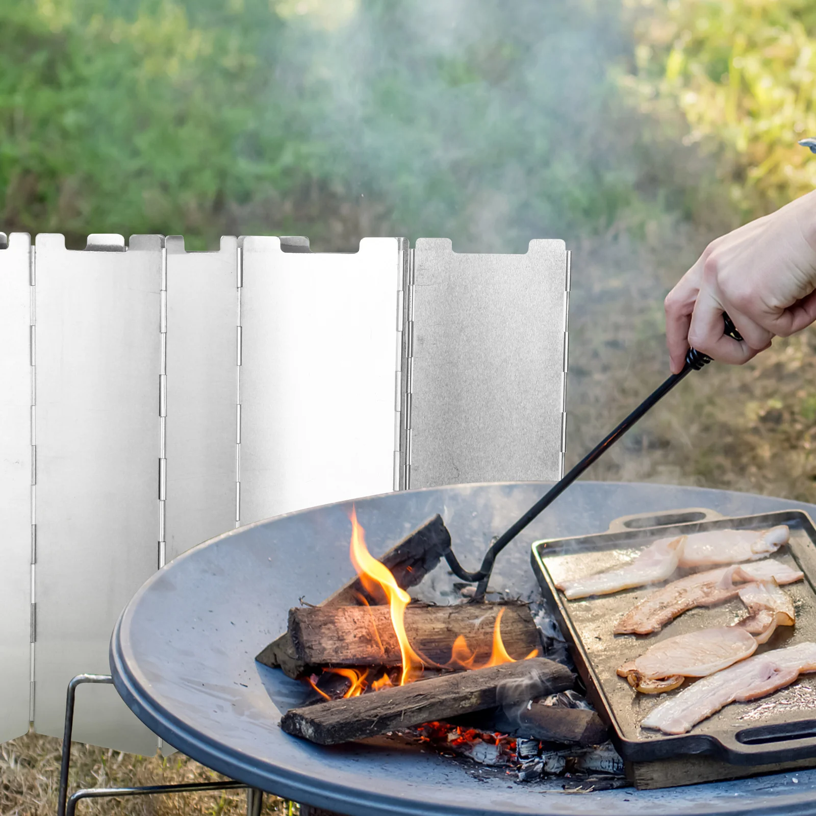 1 قطعة سبائك الألومنيوم موقد قابل للطي الزجاج الأمامي دائم في الهواء الطلق التخييم الشواء الزجاج الأمامي سبائك الألومنيوم الفضة الزجاج الأمامي