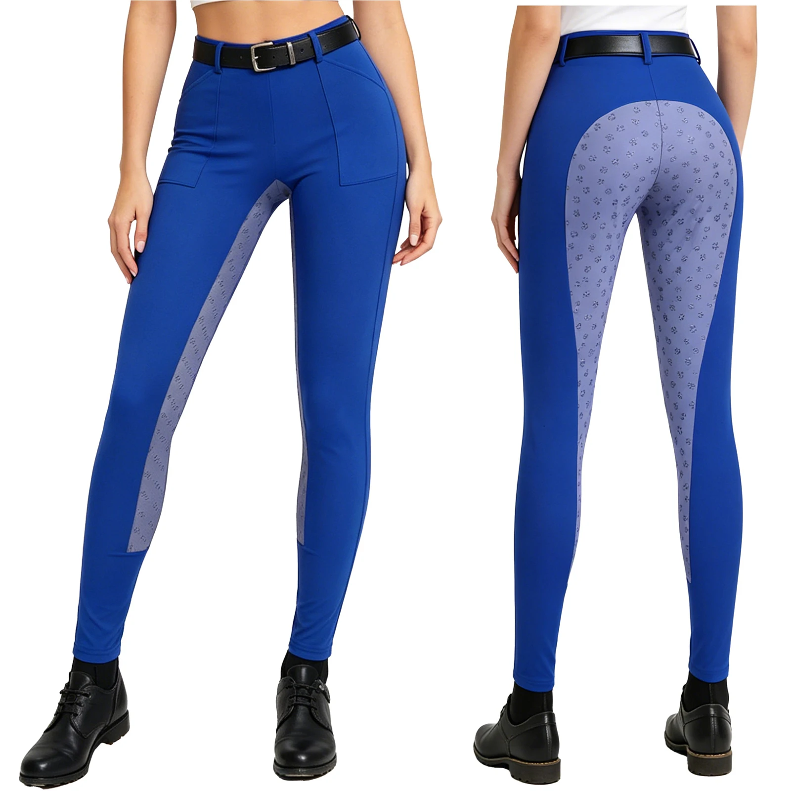 Women Horse Riding Pants Full Seat Silicone Grips Leggings Tights Breeches Trousers with Pockets for Equestrian Lesson Training