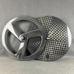 700C All Carbon Fiber Road Track Bicycle Wheels Front Three Spoke/Rear Disc Wheel Set Closed Wheels disc brake/V-brake Clincher