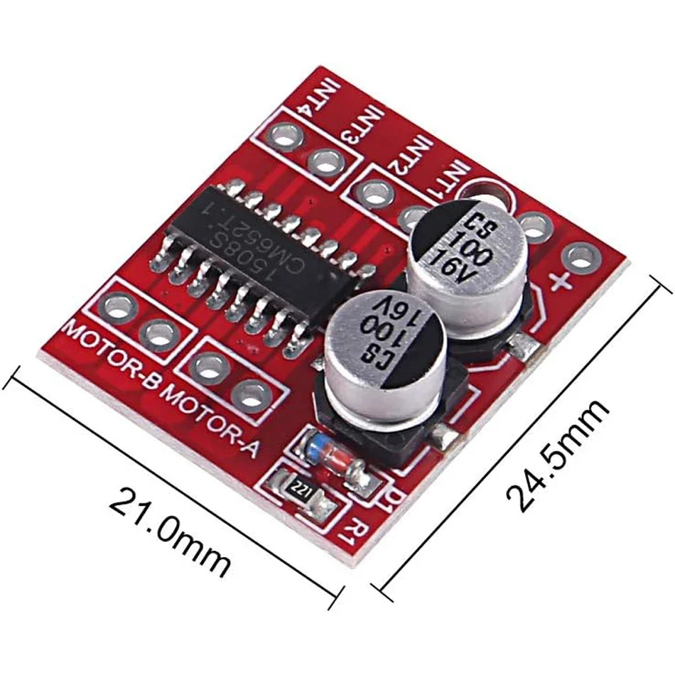 Picture 5: Mini L298N 2 Channel DC Motor Driver Module 1.5A Dual H-Bridge for Arduino Uno R3 Smart Car Robot Encoder ESP32 Nodemcu Stepper