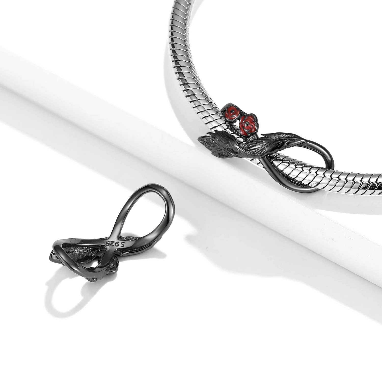 Стерлингового Серебра 925, бесконечная бирка, сердце любви, змея, осьминог, перо, розы, бусины для подвесок, браслет, кулон, браслет «сделай сам»