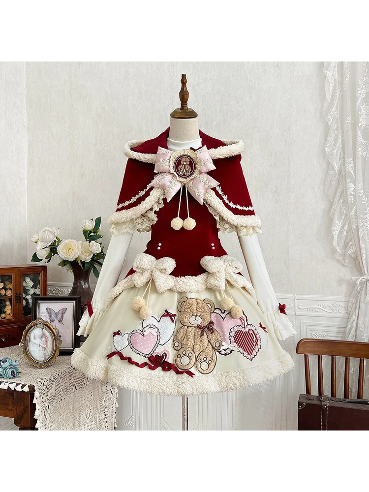 

Оригинальный комплект: женское платье-накидка в стиле Лолита с топом на бретелях, японский студенческий наряд для чаепития