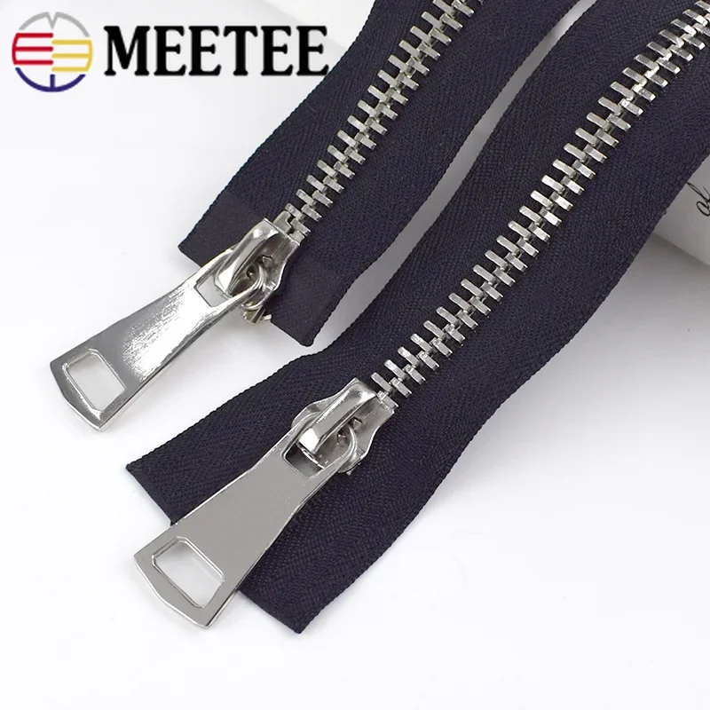 1Pc 10# Double Sliders Metal Zippers for Sewing Black Zipper Coat Jackets Zips DIY Repair Kits Accessories Tools