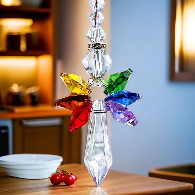 1pcs Crystal Angel Suncatcher Rainbow Maker Hanging Guardian Angel Ornament for Home Window Decor