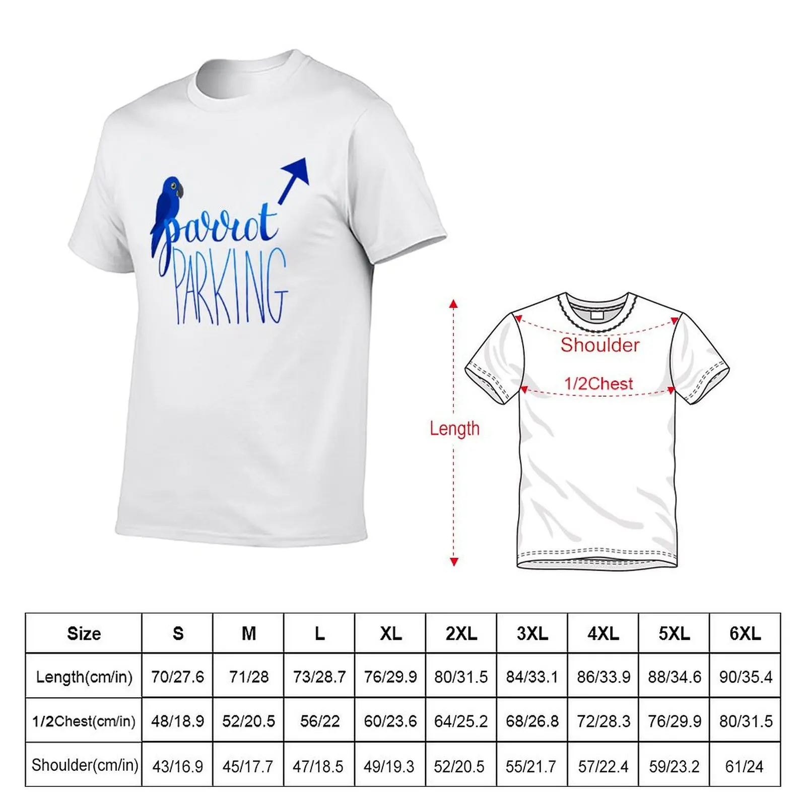 Parrot Parking (Hyacinth Macaw) T-Shirt Simple Print Design T-Shirt