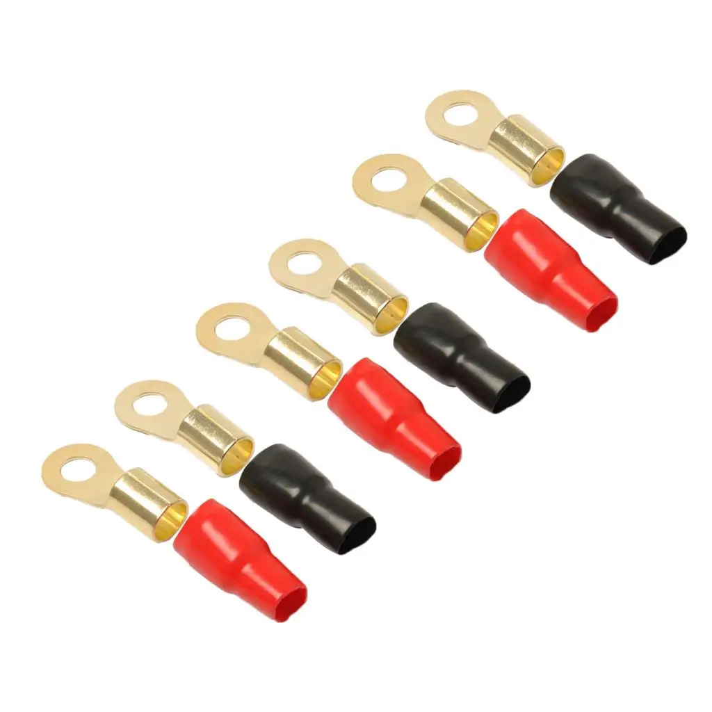 3 Pairs 1/0 AWG Car Electronics Ring Terminals Connectors Brass Contact