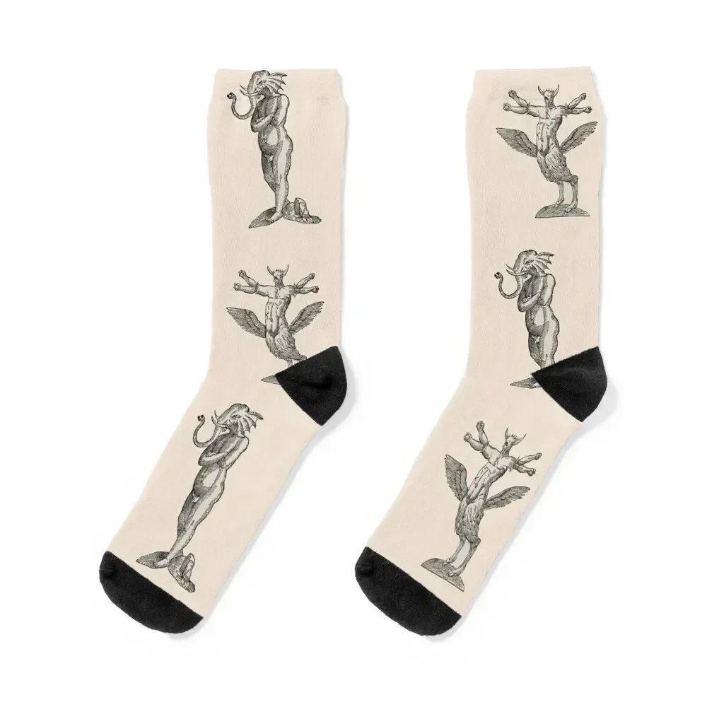 Medieval Demons & Creatures Socks gym custom happy man Socks For Girls Men's