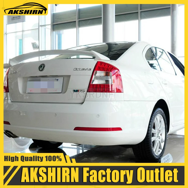 For Skoda Octavia Spoiler RS style 2008 2009 2010 2011 2012 High Quality ABS Material Car Rear Wing Primer Color Rear Spoiler