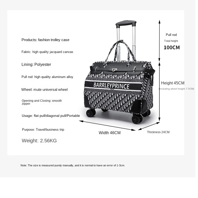 22 inch LuggageTrolley Case Printing Waterproof Universal Wheel Boarding Bag Large Capacity Tional  Travel Boarding Suitcase