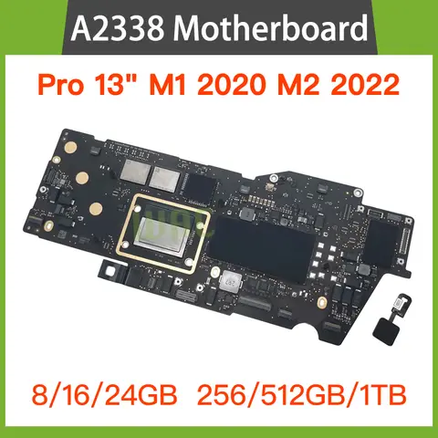 Original Laptop A2338 Motherboard with Touch ID For MacBook Pro Retina 13" M1 A2338 Logic Board 8GB 256GB 512GB 2020 Year