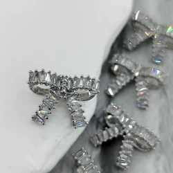 22MM Luxury Zircon Bow Designed Shank Buttons Of Clothing Fashion Decor High Quality Cute Metal Sewing Button For Needlework DIY