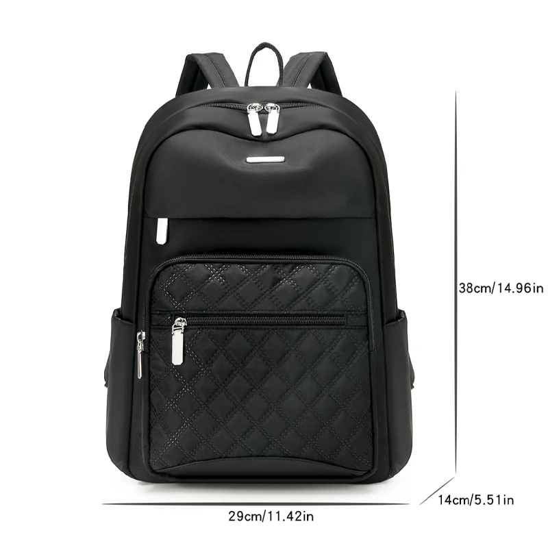 Fashion Plaid Commuter Daypack Women Waterproof Nylon Backpack Large Capacity School Bag Laptop Bag Lightweight Travel Rucksack view 4