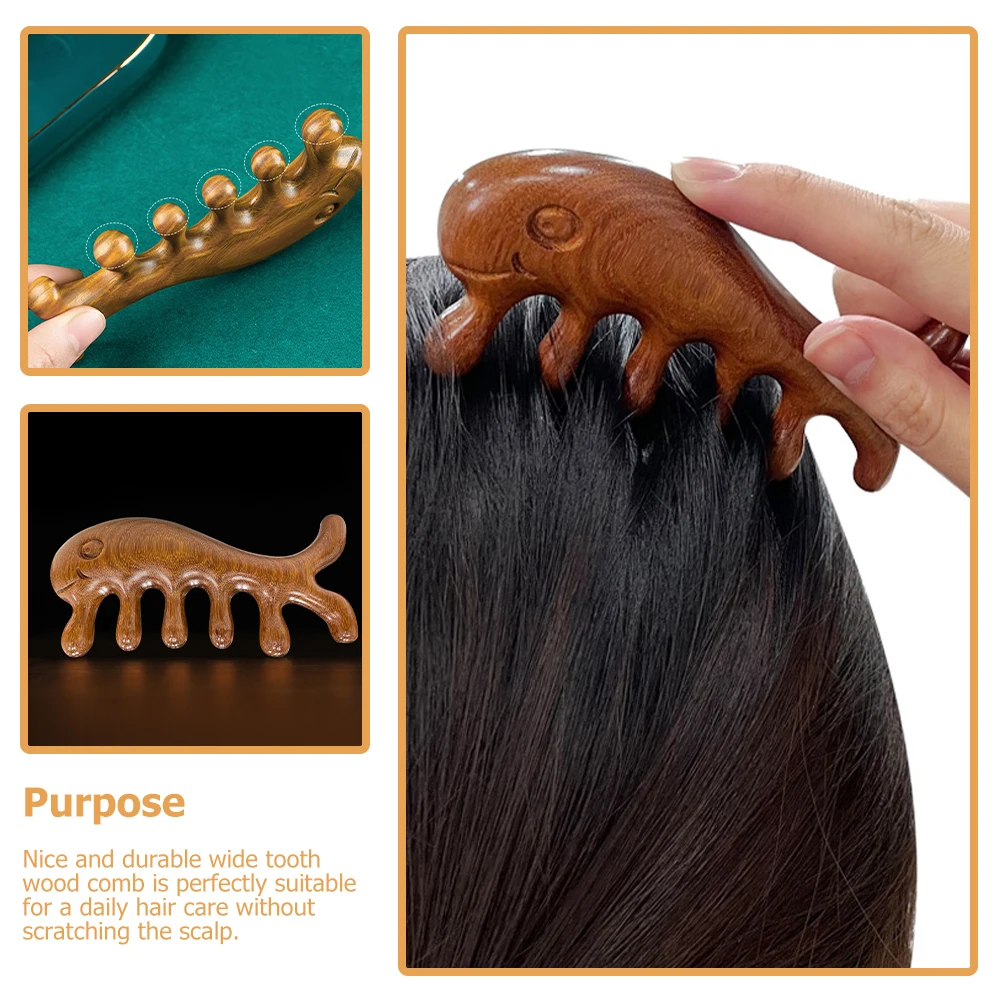 

Wooden Massage Comb Wide Tooth Detangler For Curly Hair Natural Wood Scalp Care Travel Size Fine Craftsmanship