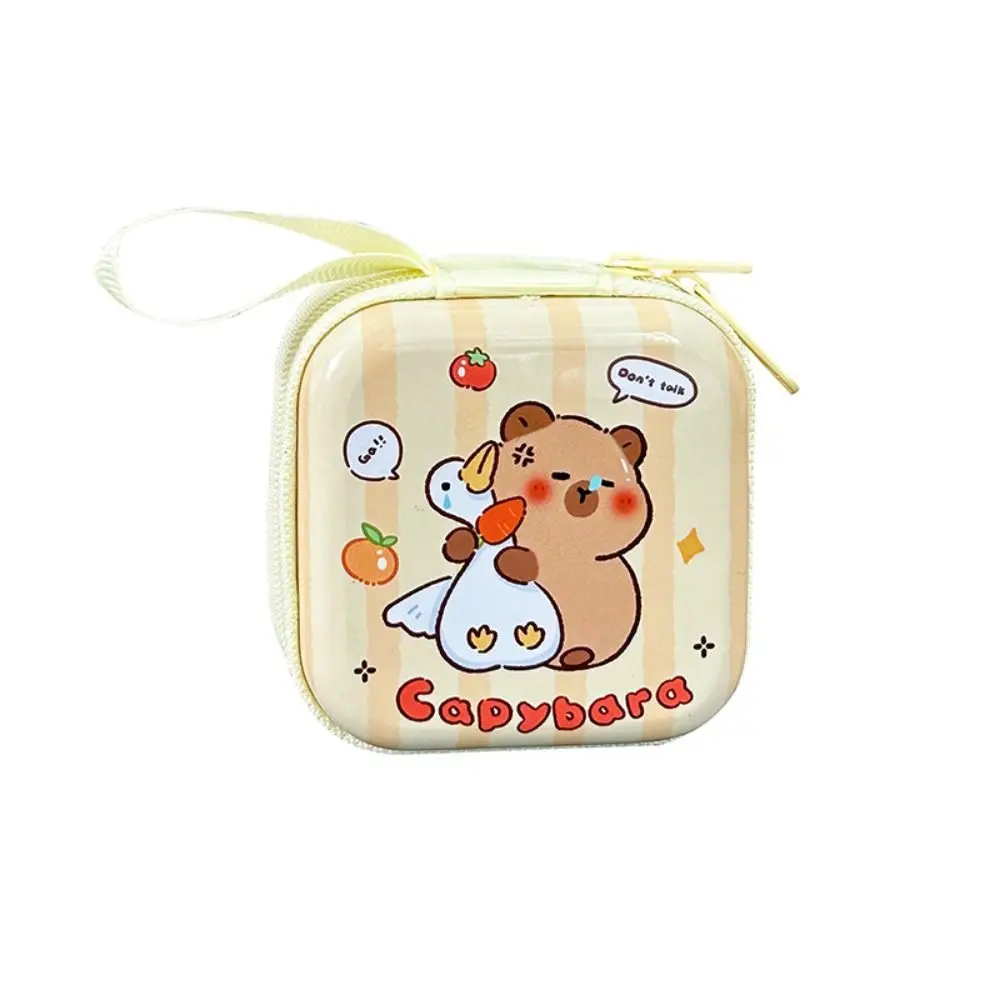 Waterproof Capybara Tinplate Zero Wallet Portable Animal Cartoon Tinplate Coin Purse Mini Creative Capybara Earphone Bag