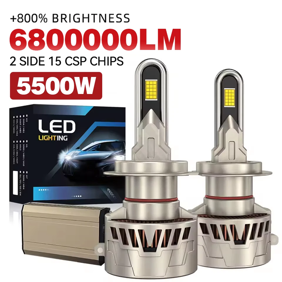 

6800000LM 5500 Вт H7 H11 H1 H4 Светодиодные лампы для фар CANBUA HB3 HB4 U-образная медная трубка 9005 9006 H8 H9 12 В 24 В Светодиодные автомобильные фары