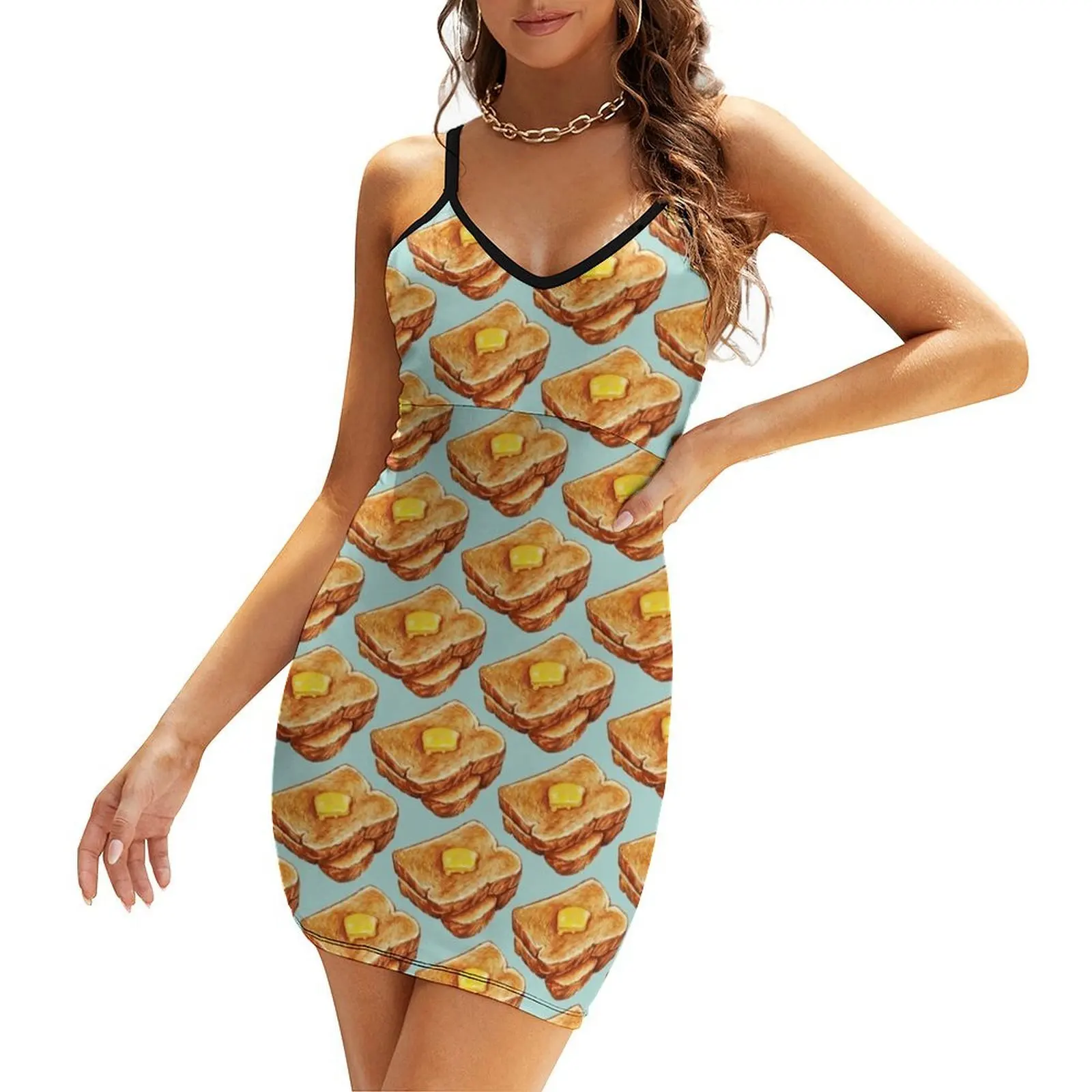 

Buttered Toast Pattern Sling Dress dresses summer Clothing female wedding dresses for parties Casual dresses