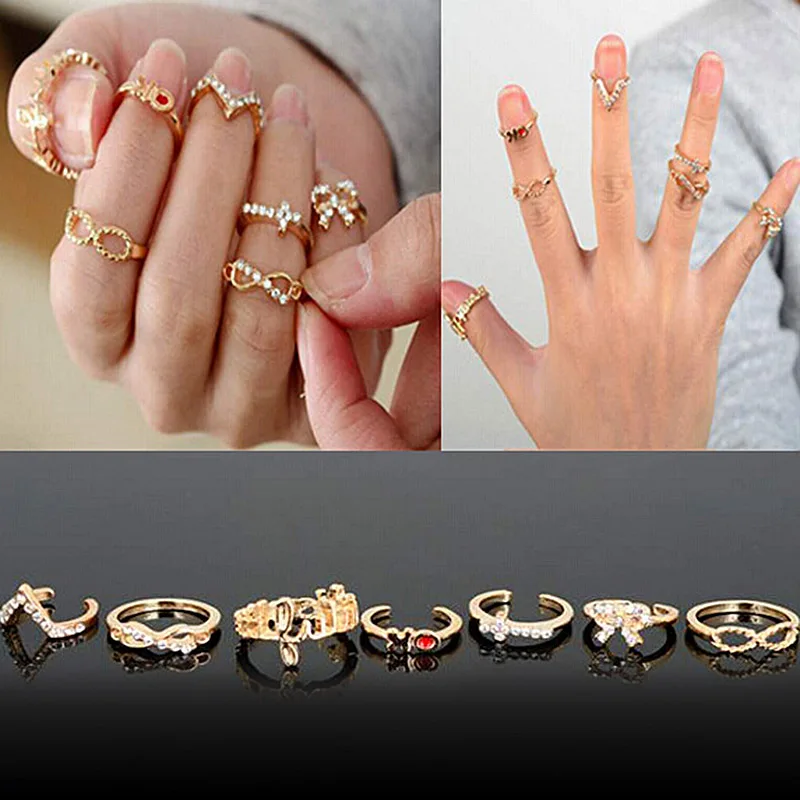 7pcs/Set Fashion Stacking Midi Rings Infinite Love Deisgn Finger Rings Jewelry For Women Gifts Simple Temperament Good-Looking