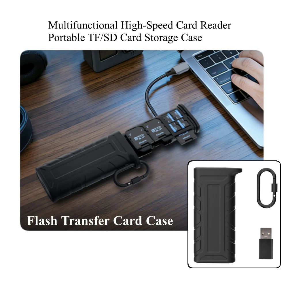 

For Action Camera/Phone Tablet Flash Transfer Card Box Multifunctional High-Speed Card Reader Portable TF/SD Card Storage Case