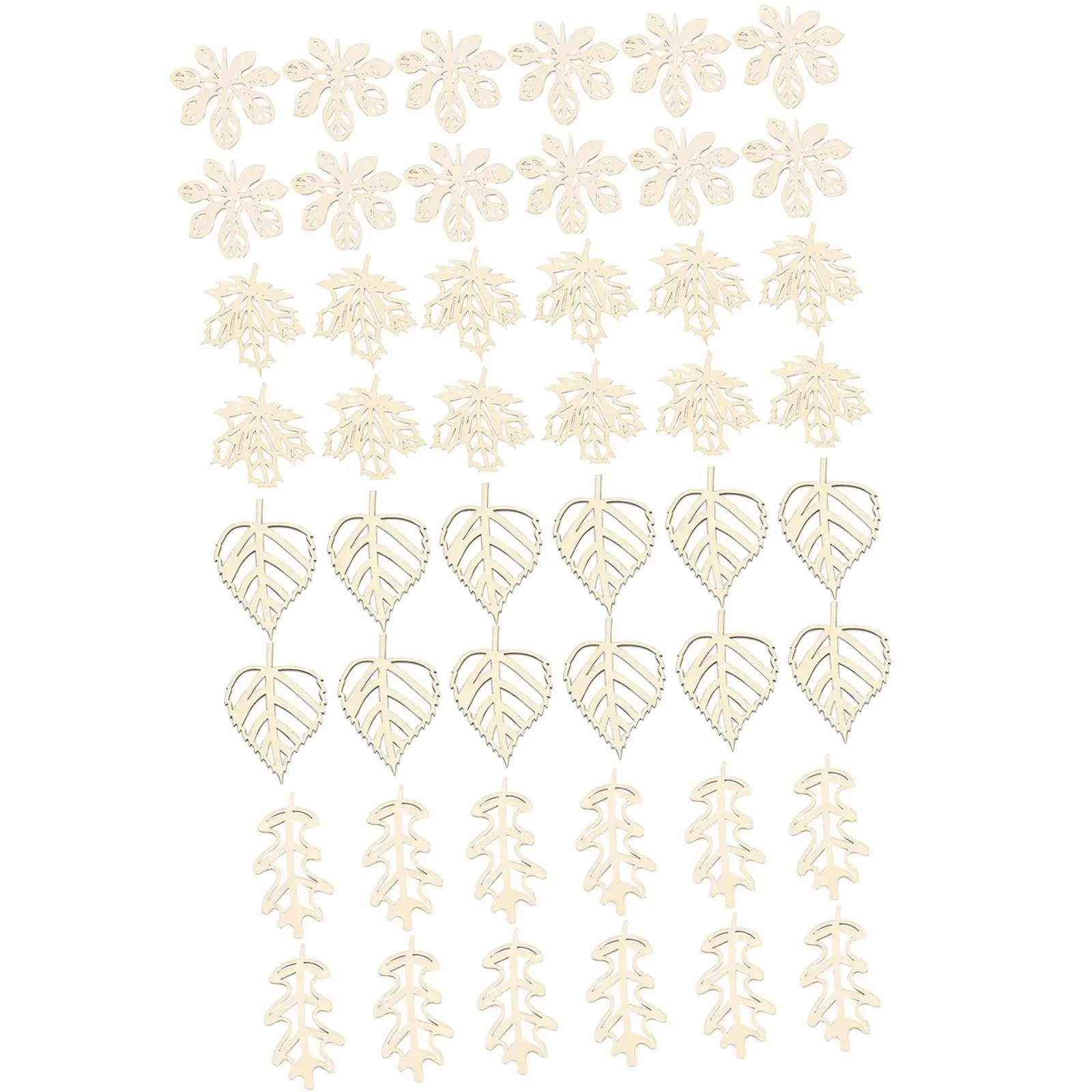 48x Wooden Leaf Ornaments Unpainted Cutout Blank Hanging Decoration DIY Crafts Projects for Halloween Photo Props Fall Party