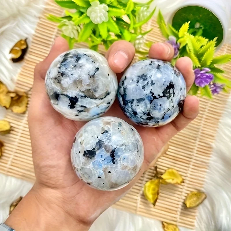Natural male rainbow moonstone ball, suitable for chakra reiki meditation, home decoration ornaments, thoughtful holiday gifts - view 5