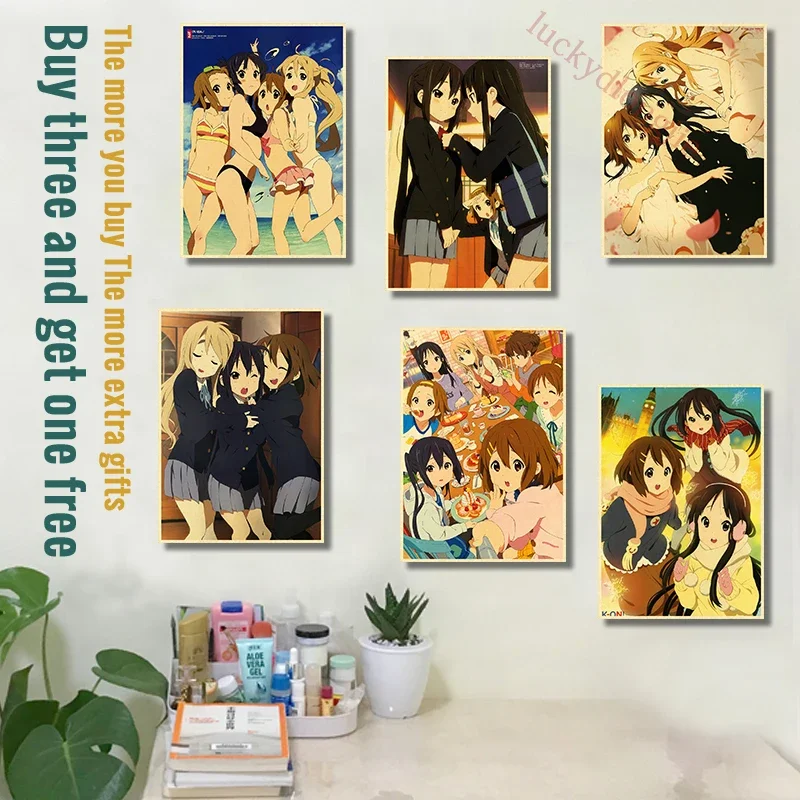 Japan Classic Anime Poster Music K-On Posters Retro Kraft HD 4K Printing Decorative Painting Wall Sticker Home Living Room