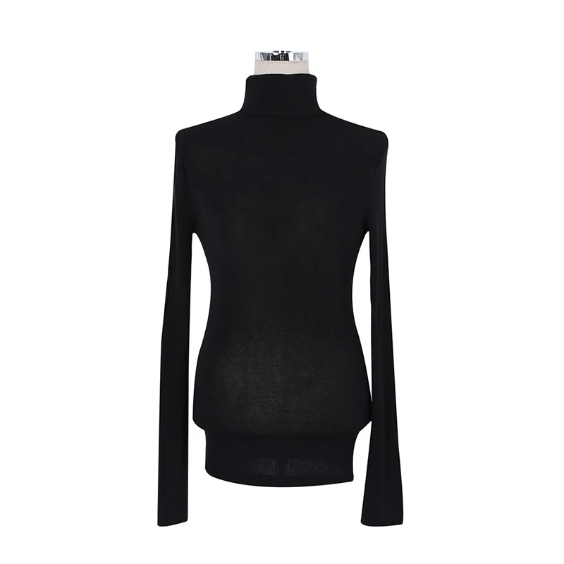 Turtleneck Slim High Quality Plain T Shirt Women Cotton Elastic Basic Female Tops Long Sleeve Sexy Thin T-shirt see through 2026